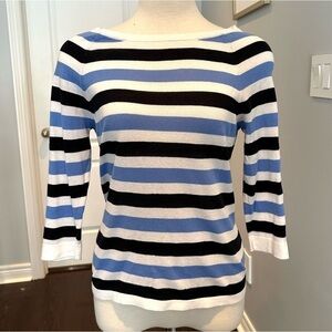 LOFT by Anne Taylor Striped Nautical Knitted Top with 3/4 sleeves - Size M